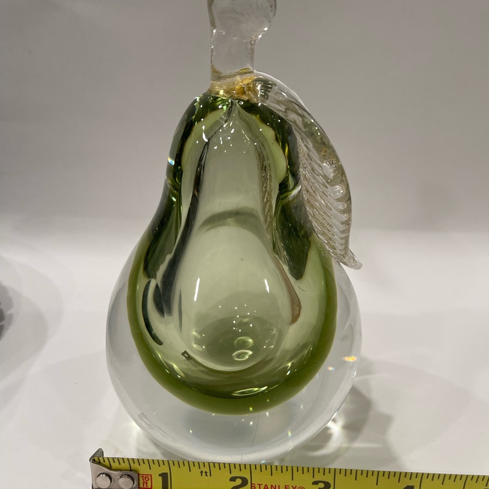 Alfredo Barbini Sommerso Gold Fleck Decor Murano Art ITALY Glass Pear Bookend - Picture 12 of 16